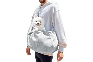 AMONENZ Hundetragetuch, Grau Hunde Umhängetasche bis 7,5 kg, Snuggle Sling Hund, Tiertransporttrage für Spaziergang Aktivitäten im Freien und Ausflüge
