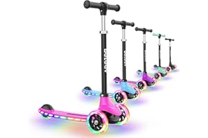 BELEEV A6 Trottinette Enfants 3 Ans, Trotinette à 3 Roues LED Roues Lumineuses et Deck, 4 Réglables en Hauteur, Plateau Antidérapant Scooter pour Filles Garçons 3-8 Ans, Tricycle Scooter for Kids