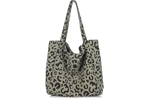 Canvas Tasche Damen, Etercycle Umhängetasche Damen Schultertasche Lässige Tote Handtasche für Alltag, Büro, Schulausflug und Einkauf (Leopardenmuster)