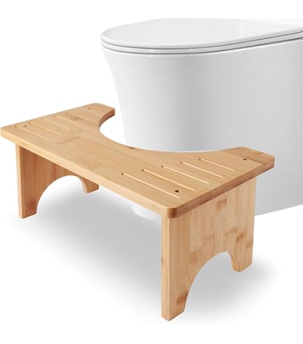 GOMETY Tabouret Toilette Bambou Ergonomique – Repose-Pieds Antidérapant Pour Confort Naturel