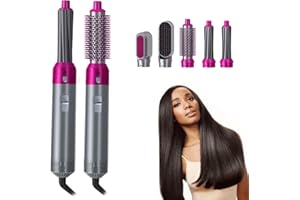 N / B Arricciacapelli 5 in 1 Asciugacapelli rotante Piastra per capelli Pettine Spazzola arricciacapelli 5 barilotti intercambiabili, 3 modalità regolabili, riscaldamento 30S, strumenti per lo styling