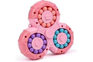 Teklemon Magic Bean Giocattolo, Fagiolo Magico Rotating Cubo, Puzzle rotante del Fagiolo Magico IQ Game-Cubo, Magic Beans Cude Spinner Giocattolo di Decompressione Fidget per Bambini Adulti, Rosa