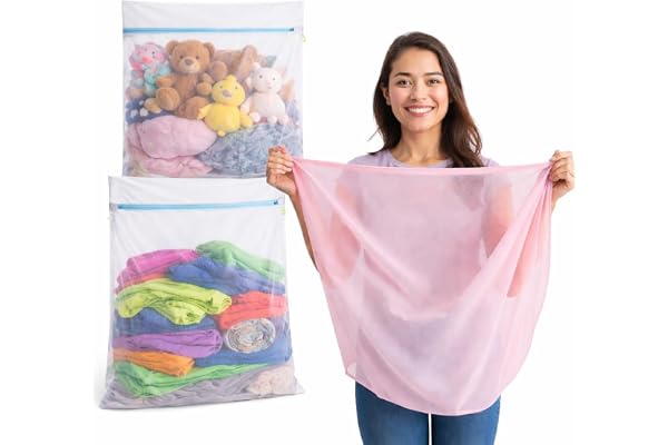 XXL Premium Tvättnät 60x90 cm Set Large - Nät för tvättmaskin- Tvättpåse i olika storlekar - Tvättpåse & tvättpåse med dragkedja (2x)