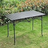 Doblado: si QQWWEE Mesa Plegable para Mesa De Picnic Exterior Portátil Tubo De Acero Resistente Material De Aleación De Aluminio De Escritorio