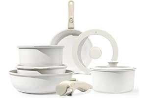 GiPP Set Pentole Induzione 3/5/11 Pezzi,Batteria Pentole Antiaderente con Manico Rimovibile,Lavastoviglie/Forno,Senza PFOA (White, 11PCS)