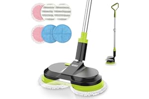 BIUBLE Elektrischer Mopp Bodenwischer Elektrisch Kabellos mit Sprühfunktion Akku Wischmopp Poliermaschine，300 ML Wassertank，LED Beleuchtung，Doppelte Rotation moppe zum Wischen und Polieren