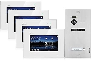 BALTER EVO Video Türsprechanlage ✓ 4 x Touchscreen 7 Zoll Monitor ✓ 2-Draht BUS ✓ Türstation für 1 Familienhaus ✓ 1 Türklingel ✓ 150° Weitwinkel-Kamera