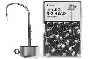 OJYDOIIIY Ned Rig Jig Heads, 30 Pack Finesse Mushroom Jig Hooks Kit for Bass Fishing 1/16 1/10 1/8 3/16oz