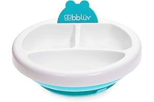 bblüv Assiette Chauffante Vivande pour Enfants avec Compartiment, Bleu Ciel
