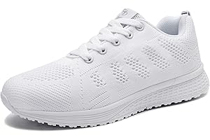 MINBEI Baskets Femmes Chaussures de Running Respirantes pour Femme Chaussures de Sport pour Femme Athlétiques Légères Lacer Plat Noir Bleu Rose 35-44 EU