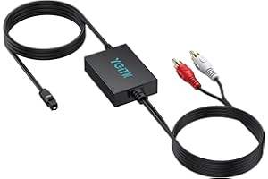 YGiTK Convertidor Digital a Analógico Óptico a RCA Adaptador DAC de 192 kHz 7 pies/2,1 m Largo Cable Plug&Play para HDTV, DVD, Reproductores de Blu-Ray y Consolas de Juegos