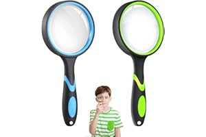 ZARADU Lot de 2 loupe portative pour enfants, livres, cartes et observation d'insectes (1 bleu noir, 1 noir vert)