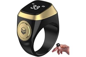 Aeutwekm Compteur intelligent Tasbih pour musulmans Zikr Digital Tasbeeh 5 temps de prière 18/20 mm Vibration Rappel dents bleues Compteur Tasbeeh étanche Zikr