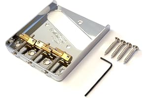 Wilkinson WTB Ashtray 3-Silletas Compensadas de Latón Telecaster Puente para Tele Guitarra, Cromo