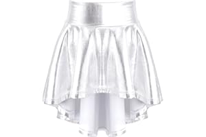 Alvivi Mädchen Rock Glänzend Metallic Minirock A-Line Skater Rock Faltenrock Ballett Tanzrock Sport Tutu Rock Performance Tanzkostüm