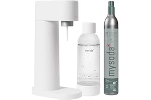 Mysoda Woody – Machine à eau pétillante en composite de bois, avec bouteille PET Quick-Lock sans BPA et cylindre CO2 - Blanc