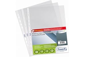 Favorit Buste Trasparenti A4, 100 Pezzi, Lucide, Formato Interno 22 x 30 cm