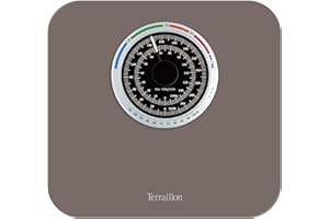 TERRAILLON - NAUTIC UP, Pèse Personne Mécanique, Balance Grand Cadran avec Indicateur d'IMC, 150kg max, Marron