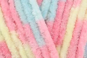 KHASO James C Brett Flutterby Chunky Yarn, 100% Polyester Chenille Texture for Crochet Knitting Wool Baby Garments - 100g Ball - Tutti Frutti Print (B39) - Single (1 Ball)