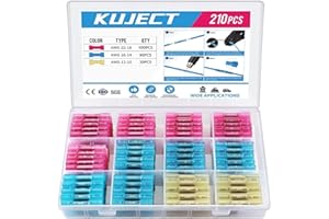Kuject Lot de 210 connecteurs de fils thermorétractables, connecteurs à sertir étanches isolés pour bateau, automobile
