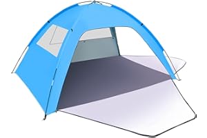 FTSMTK Strandmuschel, 1-3 Personen UV Schutz 80+ Strandzelt mit 2 Reißverschluss Türen und 2 Netzfenster Beach Zelt für Familie Tragetasche Strand Schatten Zelt Sun Shelter Sonnenschutz Große Zelte