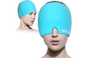 WILD+ Migraine Relief Cap, Gel Ice Hat Cold & Hot Therapy Headache Relief Cold Cap Migraine Head wrap, Reusable Washable Pack Used for Sinusitis, Stress, Puffy Eyes-Blue