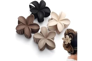Ypkia Lot de 4 barrettes à cheveux en forme de fleur - Grand ensemble mat - Pour femme - Accessoires de cheveux épais et fins