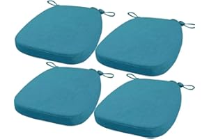 FIOVIP Cojín para Silla con Correas extraíbles, Lavable, Doble Antideslizante, Gran Elasticidad(40X38X33CM(5CM),Azul Claro,4 Piezas)