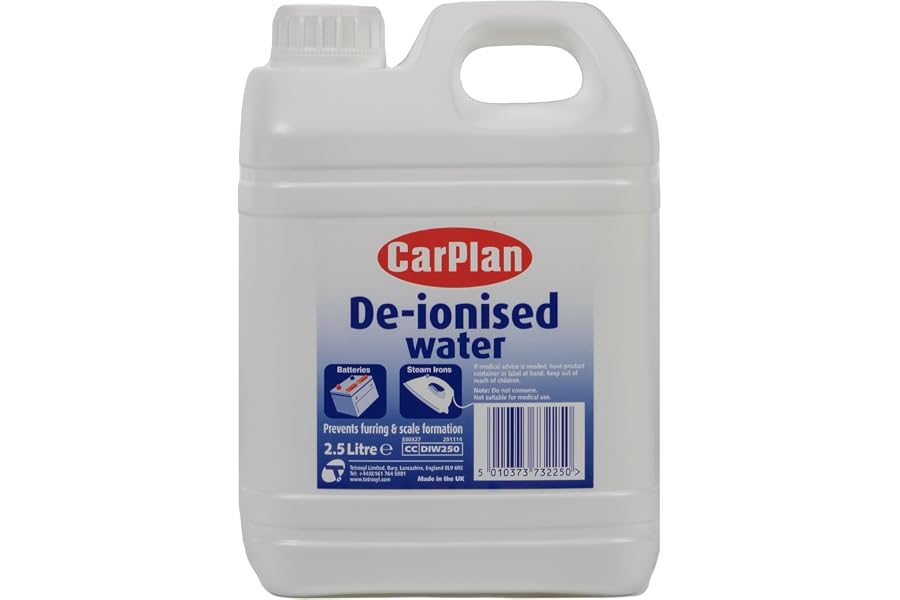 CarPlan Agua Desionizada, Apta Para Baterías y Planchas de Vapor, Clase de Eficiencia Energética A+++, 2.5 Litros
