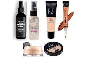 Lecherous Beauty 6 In 1 Combo Kit - Foundation, Primer, Liquid Concealer, Loose Powder, Compact Powder & Makeup Fixer (Setting Spray) - Ideal for Face Makeup - Complete Makeup