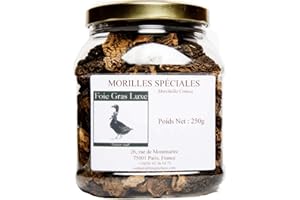 FOIE GRAS LUXE Morilles Conica Séchées - Qualité Irréprochable - Champignons Déshydratées Bocal Hermétique - Pour les Plats Terrines et Sauces (250)