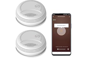 CLOUREE WiFi Detector de Humo, Sensor de Alarma contra Incendios inalámbrico, Detector de Humo inalámbrico Smart Life/Tuya con batería de 9V, Sirena de Alarma contra Incendios, Certificado EN 14604 (2 Piezas