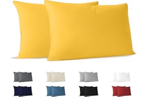 Dreamzie Poszewka na poduszkę 70 x 40 cm (zestaw 2 sztuk) 100% bawełna Jersey 150 GSM - żółta - poszewka na poduszkę 40 x 70 bawełna - wytrzymała i hipoalergiczna poszewka na poduszkę na poduszkę