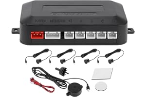 Motoforti Universal Car Auto Vehicle Reverse Backup Radar System Reverse Parking Sensors Alarm Buzzer Reminder Distance Detection Black 4 Parking Sensors
