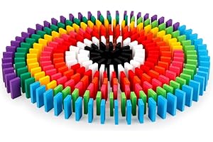 Zerodis 100Pcs Domino Coloré Bloc Set en Bois, Enfants Précoce Éducatif Édifice Jeu Domino Racing Jouet d'anniversaire pour Garçons Filles