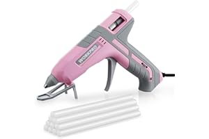 WORKPRO Hot Glue Gun, 60/100W Dual Temperature Glue Gun with 10pcs Glue Sticks (11x200mm), Fast Preheating Heavy Duty Melt Glue Gun Kit for Crafting, DIY, Construction, and Home Repairs, Pink