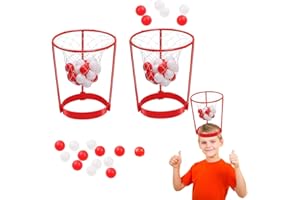 KDFSSIPE Juguetes De Baloncesto Overhead, Mini Juego De Baloncesto, Juego De Fiesta De Baloncesto para Niños y Adultos,2 Diademas De Baloncesto Ajustables con 20 Pelotas