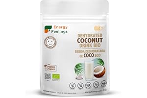 Energy Feelings Bebida de Coco Deshidratada Ecológico 200 gr, Rica en Vitaminas y Minerales, Disoluble en Agua, Sin Lactosa, Sin Gluten y Sin Azúcar Añadido, Sabor a Coco