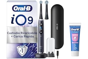 Oral-B Spazzolino Elettrico Ricaricabile iO 9N Nero, 1 Spazzolino Elettrico, 2 Testine Di Ricambio, Custodia Da Viaggio con caricatore + Dentifricio Pro-Expert, Pulizia Denti Efficace
