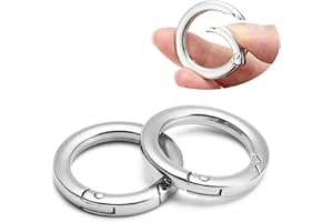 QIUTIMIY 4 Stück Rund Karabinerring O-Ring,Metall Runde Federspaltringe für Handtaschen, Schlüsselanhängern, Schnallen, Taschen, Geldbörsen(Silver,38mm)