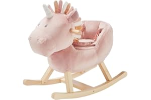NOUKIE'S - Bascule pour bébé - Licorne Rose Lina - À partir de 10 Mois - avec Ceinture de sécurité
