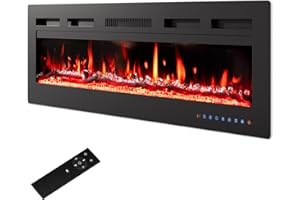 PURFINO Camino Elettrico 40"/102cm – Fiamma 12 Colori & Scintillio, 900W/1800W, Termostato Preciso (15-30°C), Touchscreen & Telecomando – Ideale per Pareti Mediali