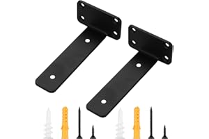 SYBDXJ 2 Pcs Floating Shelf Brackets for Shelves Brackets, 6 Inch/15cm Heavy Duty Industrial Black Metal Shelf Brackets, L Brackets Supports Shelving Brackets for Walls Scaffold Board Shelf Brackets