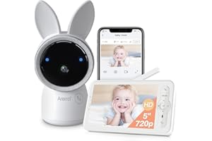 ARENTI 2K/3MP Vigilabebes con Camara, PTZ 355° Camara Vigilancia Bebe, 5" LCD Pantalla, Sensor de Temperatura, Visión Nocturna, Modo VOX, Audio Bidireccional, con App Movil