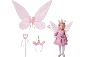 LINSEY Feenflügel Erwachsene，Feen Flügel，Einhorn Fee Engel Prinzessin Set，Feenflügel Kinder，Feen Flügel，für Karneval Geburtstag Halloween Themed Party (Unicorn)