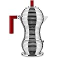 Alessi Cast Aluminium Espresso Coffee Maker. PA Handle and knob, red, 6 Cups