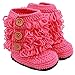 Hengsong Baby Infant Warm Knitted Woven Tassel High Boots Button Shoes (Watermelon Red)