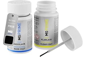‎MG PRIME MG PRIME Autolack Lackstift Set für Tesla PBSB Sierra Black/Solid Black Basislack Klarlack je 50ml