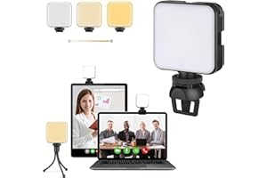 HENESE Luce per Videoconferenza, Zoom Ring Light, Luce ad Anello per Webcam & Computer/Laptop Portatile, ​Luce per Selfie con Stativo Treppiede & Clip per Tik Tok, Telefono, Fotografia, Youtube