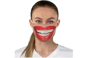 AmyGline Lustige Mundschutz Bandanas mit 3D Motiv Waschbar Mund-Nasen-Schutz Wiederverwendbare Staubdicht Atmungsaktiv Multifunktionstuch Halstuch - Rot, 1 Stück (1er Pack)